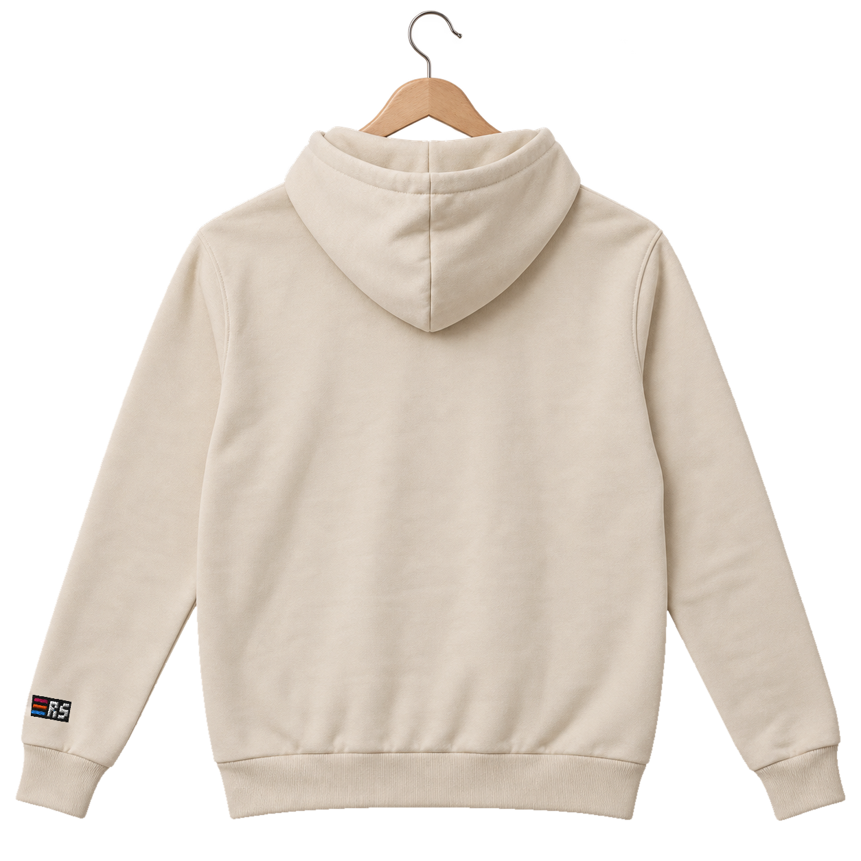 Pixel Handheld – Bestickter Bio Hoodie · Beige · Rückansicht